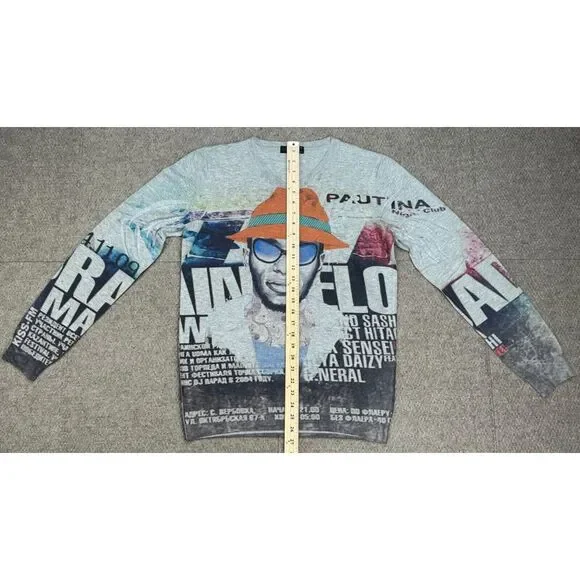 Just Cavalli Rare Mos Def Yasiin Bey‎ 100% Wool Long Sleeve Sweater Size Medium